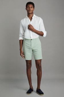 Reiss Mint Ezra Cotton Blend Internal Drawstring Shorts (E12929) | LEI 809