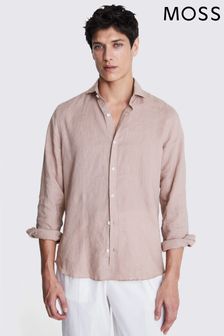 MOSS Light Pink Tailored Fit Linen Shirt (E12958) | OMR31