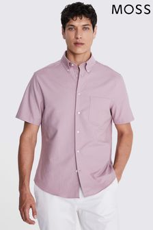 MOSS Dusty Pink Short Sleeve Washed Oxford Shirt (E12961) | OMR18