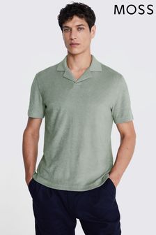 MOSS Green Terry Towelling Skipper Polo Shirt (E12970) | 255 SAR