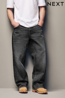 Czarny - Loose Fit Baggy Jeans (E13035) | 180 zł