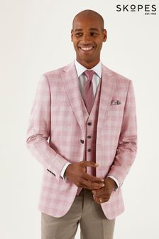 Skopes Tailored Fit Montalvo Light Coral Pink Check Jacket (E13227) | €136