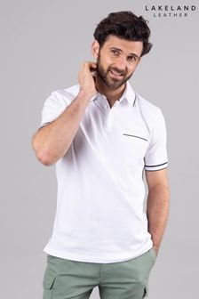 Lakeland Clothing Leon Cotton Blend Short Sleeve White Polo Shirt