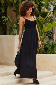 Sosandar Black Crochet Maxi Dress (E13623) | €95