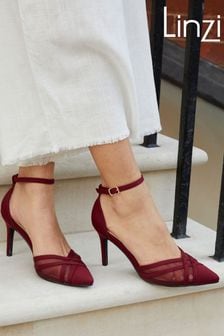 Linzi Burgundy Red Siobhan Mesh Closed Back Court Heels (E13979) | 242 SAR