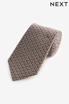 Neutral Brown Geometric Silk Design Tie (E14029) | $33