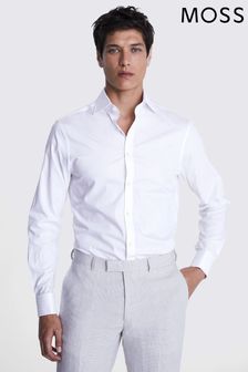 MOSS Slim Fit Self Stripe White Shirt (E14217) | $86