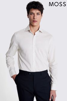 MOSS White Tailored Fit Neutral Tone Melange Shirt (E14223) | €57