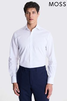 MOSS Off White Tailored Single Cuff Stretch Shirt (E14226) | OMR18
