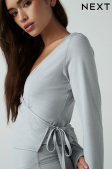 Grey Yoga Wrap Top (E14241) | $42