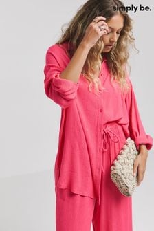 Simply Be Pink Oversized Crinkle Shirt (E14265) | $55