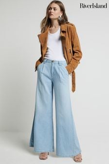 River Island Blue Mid Rise Wide Baggy Jeans (E14356) | KRW102,500