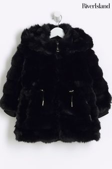Girls black borg coat clearance
