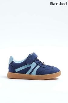 River Island Blue Boys Side Stripe Trainers (E14438) | $29