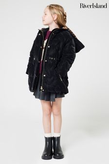 River Island Black Girls Glam Heart Padded Coat (E14454) | €55