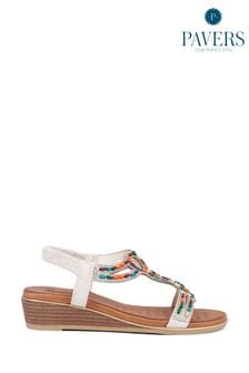 Pavers Embellished Wedge White Sandals (E14506) | €55