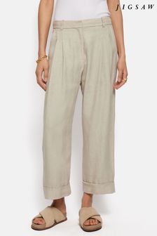 Jigsaw Natural Italian Linen Turn Up Trousers (E14591) | AED1,104