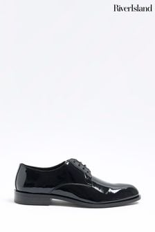River Island Black Patent Derby Shoes (E14671) | 352 SAR