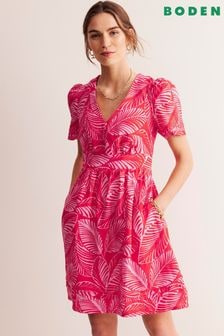 Boden Red Eve 100% Linen Short Dress (E14823) | $206