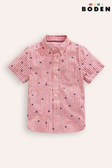 Boden Red Stripe Star Cotton Linen Shirt (E14831) | €42 - €50