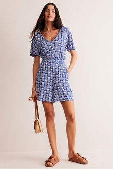 Boden Tall Smocked Jersey Pineapple Playsuit