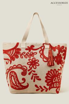 Accessorize Red Hand-Embroidered Bag