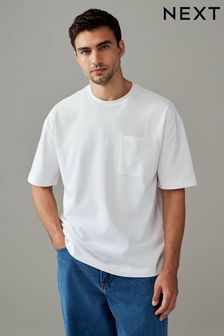 Weiß - Super Soft Relaxed Fit Heavyweight Pocket 100% Cotton T-shirt (E15546) | 22 €