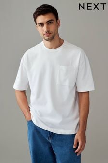 White Super Soft Relaxed Fit Heavyweight Pocket 100% Cotton T-Shirt (E15546) | $25