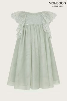 Monsoon Green Baby Charlotte Frill Dress (E15554) | AED270 - AED284