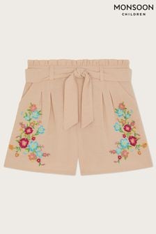 Monsoon Natural Embroidered Paperbag Shorts (E15562) | $32 - $38