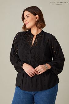 Live Unlimited Curve Broderie V-neck Black Blouse (E15929) | 117 €