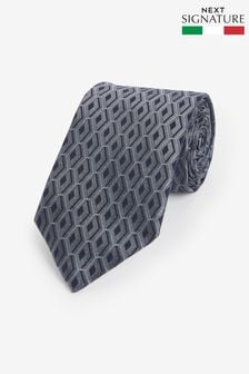 Marineblau mit Rautenmuster - Signature Made In Italy Krawatte (E15998) | 45 €