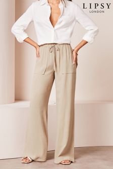 Lipsy Camel2 Petite Wide Leg Trousers With A Touch Of Linen (E16293) | €47