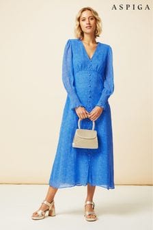 Aspiga Blue Long Sleeve Sally Anne Dress