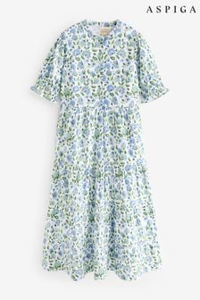 Aspiga Blue Cordelia Block Printed Dress (E16424) | OMR93