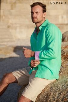 Aspiga Mens Green Premium Linen Shirt
