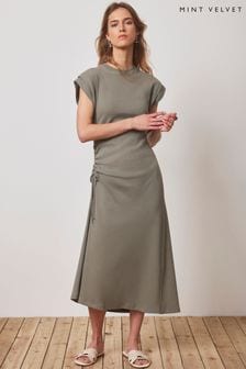 Mint Velvet Green Jersey Tie Midi Dress (E16441) | KRW211,300
