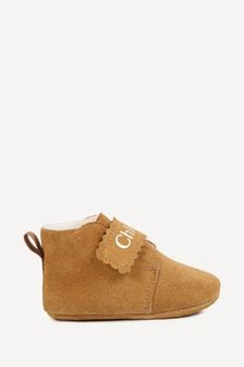 Chloé Baby Suede Brown Slippers With Shearling Lining (E16552) | SGD 281