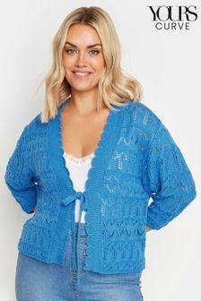 Blue - Yours Curve Crochet Tie Front Shrug (E17249) | kr530