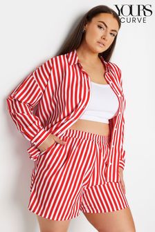 Yours Curve Red Stripe Co-Ord Shorts (E17554) | 140 SAR