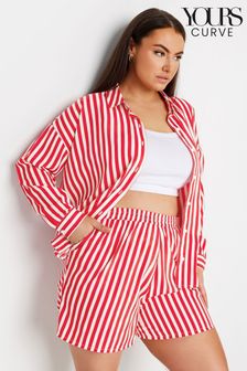 Yours Curve Red Stripe Co-Ord Shirt (E17586) | SGD 52