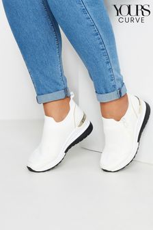 Yours Curve White Wide Fit Wedges Trainers (E17619) | SGD 75