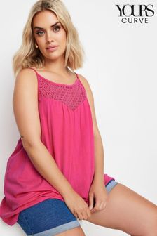 Yours Curve Pink Crochet Detail Vest (E17633) | kr350