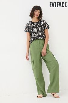 FatFace Demi Green Linen Cargo Trousers (E17772) | $106