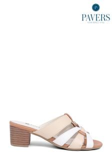 Pavers Block Heeled Mule Brown Sandals (E17870) | $57