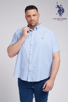 U.S. Polo Assn. Mens Blue Big & Tall Short Sleeve Oxford Shirt (E18015) | kr844