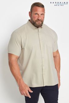 Бежевий - Badrhino Big & Tall Oxford Weave Short Sleeve Shirt (E18036) | 1 717 ₴