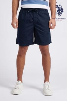 U.S. Polo Assn. Mens Blue Linen Blend Deck Shorts (E18085) | 297 QAR