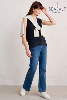 Seasalt Cornwall Lookout Point V-neck Knitted Vest (E18274) | 407 LEI