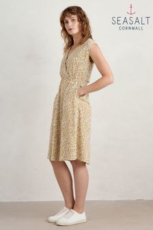 Seasalt Cornwall Yellow Faye Sleeveless Mock Wrap Dress (E18276) | €75